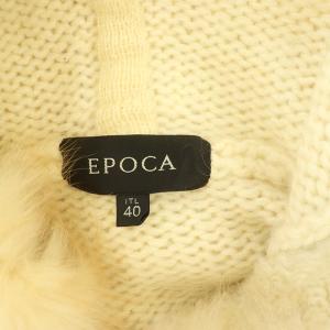EPOCA ニットコート ロングカーディガン ジップアップ ラムレザー フォックスファー アンゴラ モヘア混 40 アイボリー