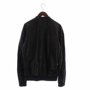 DIESEL レザージャケット ライダース シングル 羊革 ノーカラー ジップアップ ロゴ S 黒 ブラック