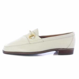 Christian Dior ローファー レザー ホースビット ゴールド金具 39 24.5cm 白 ホワイト