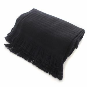 ARMANI COLLEZIONI ストール マフラー フリンジ 羊毛 ウール 紺 ネイビー