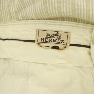 HERMES カジュアルパンツ ワイド ストレート ストライプ イタリア製 54 アイボリー ベージュ