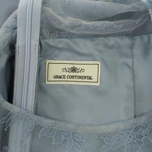 GRACE CONTINENTAL ワンピース ドレス ロング 七分袖 レース チュール ビジューベルト付 36 青 ブルー