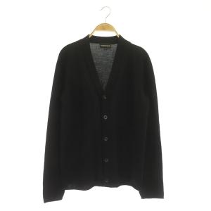 カーディガン ニット 長袖 Vネック 切替 48 黒 ブラック