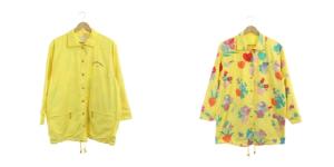 コート リバーシブル 花柄 スナップボタン オーバーサイズ F 黄 イエロー
