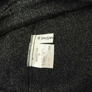 LANVIN ワンピース ロング 半袖 メッシュ シアー タック 40 黒 ブラック