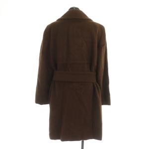 YVES SAINT LAURENT ロングコート チェスター ラップ ウール ヴィンテージ ベルト付 9A3 茶 ブラウン