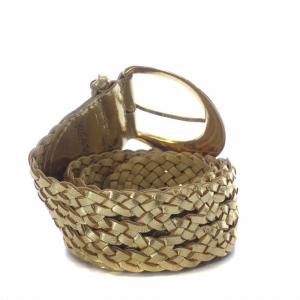 YVES SAINT LAURENT ベルト レザー 編み込み メッシュ ハート 70 ゴールド