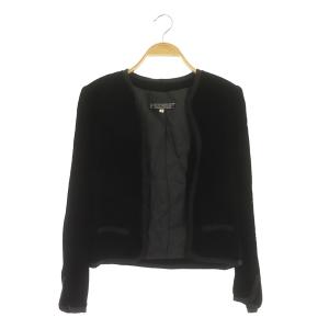 ノーカラージャケット ベロア ヴィンテージ 8 黒 ブラック
