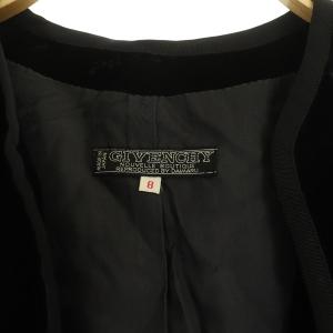 GIVENCHY ノーカラージャケット ベロア ヴィンテージ 8 黒 ブラック
