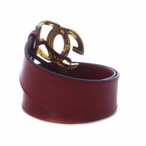 GUCCI オールドグッチ ヴィンテージ 70年代 ベルト レザー GGマーモント ゴールド金具 70 赤 レッド