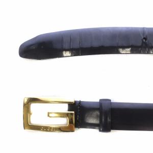 GUCCI ベルト レザー G金具 ロゴ 黒 ブラック