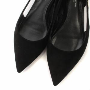 LOUIS VUITTON パンプス ポインテッドトゥ ロゴ金具 モノグラム スエード 36.5 23.5cm ブラック