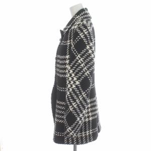 PAULE KA ジャケット ダブル ツイード 千鳥格子 総裏地 36 M 黒 ブラック 白 ホワイト