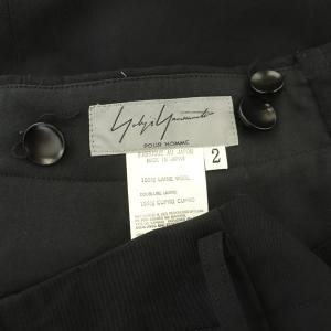 Yohji Yamamoto テーパードパンツ スラックス センタープレス パイピング ウール 2 黒 ブラック