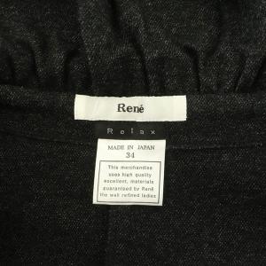 René Relax ニットジャケット ジップアップ  ウール ギャザー 34 チャコールグレー