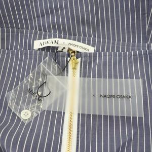 ADEAM × 大坂なおみ Naomi Osaka ワンピース ミニ ストライプ ベアトップ ジップアップ 近年モデル ベルト付 M 紺