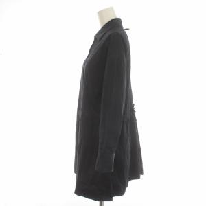 HERMES 22SS シャツ ブラウス 長袖 ギャザー 馬車ロゴ フランス製 L ネイビー 2E0609D4