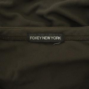 FOXEY NEW YORK カーディガン 七分袖 ギャザー ストレッチ ダークブラウン 22799