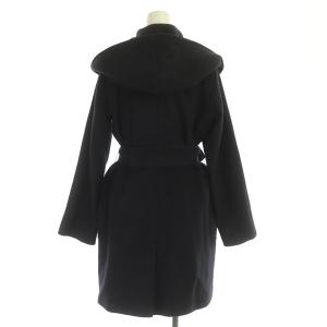 Max Mara ラップコート フード ベルト付 イタリア製 カシミヤ 40 ネイビー