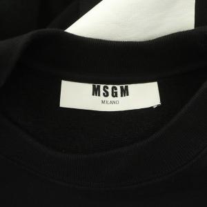 MSGM スウェットトレーナー 長袖 ショート丈 ロゴ プリント XS 黒 ブラック