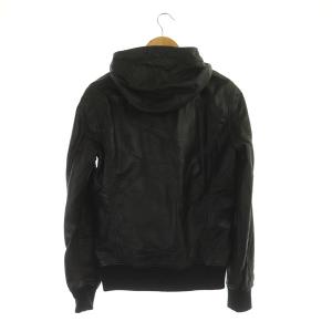 HYSTERIC GLAMOUR レザージャケット ブルゾン フード パーカー 豚革 ジップアップ S 黒 ブラック