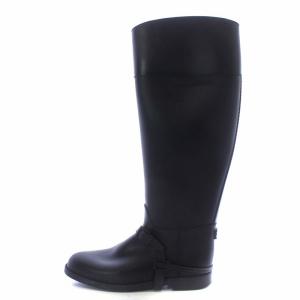 GIVENCHY レインブーツ 長靴 ラバー ロング ストラップ ロゴ 35 22cm 黒 ブラック