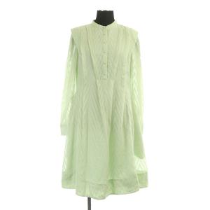 22AW カットジャガードミニワンピース 長袖 バンドカラー シースルー 36 ミント