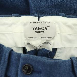 YAECA WRITE 2タック パンツ テーパード リネン M 青 ブルー