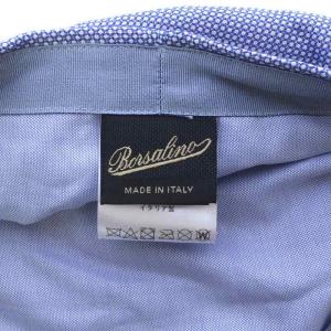 Borsalino イタリア製 帽子 ハンチング リネン US7.5 60 青 ブルー 白 ホワイト