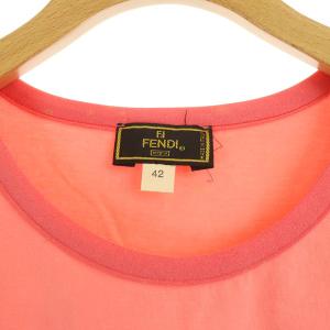 FENDI mare ヴィンテージ ロゴ カットソー Tシャツ 半袖 ストレッチ イタリア製 42 ピンク