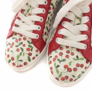 Christian Louboutin スニーカー シューズ エナメル レザー チェリー柄 37.5 24.5cm レッド グリーン