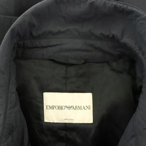 EMPORIO ARMANI ステンカラーコート ロング 中綿 比翼ボタン ベルト付 イタリア製 黒 ブラック