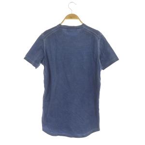 DSQUARED2 Tシャツ カットソー 半袖 クルーネック プリント ユーズド加工 イタリア製 S 青 ブルー