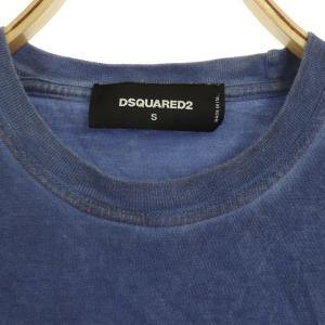 DSQUARED2 Tシャツ カットソー 半袖 クルーネック プリント ユーズド加工 イタリア製 S 青 ブルー