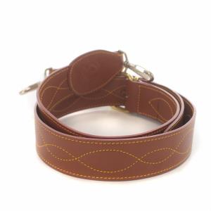 HUNTING WORLD ショルダーストラップ レザー ロゴ ステッチデザイン ステッチ装飾 茶 ブラウン