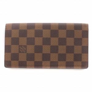 ポルトバルール ダミエ 長財布 ウォレット 札入れ レザー 茶 ブラウン N61823