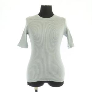 カットソー 五分袖 リブ クルーネック コットン 0 ライトブルー