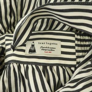 leur logette ワンピース ロング ノースリーブ ストライプ コットンシルク混 1 黒 白 ブラック ホワイト