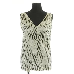 TRICOTSET COORDONNES タンクトップ ドット ロゴ Vネック コットン イタリア製 ヴィンテージ 36 アイボリー