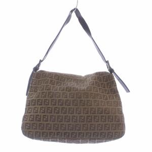 FENDI マンマバケット ハンドバッグ ワンショルダーバッグ キャンバス ズッカ柄 総柄 マグネット ブラウン