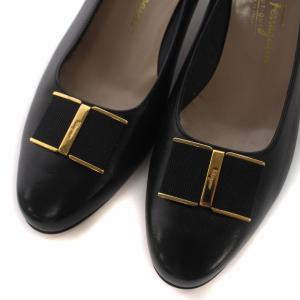 Salvatore Ferragamo パンプス ヒール ヴァラリボン レザー 8.5 28.5cm 黒 ブラック