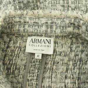 ARMANI COLLEZIONI ツイードテーラードジャケット ニット 3B ラメ イタリア製 42 グレー