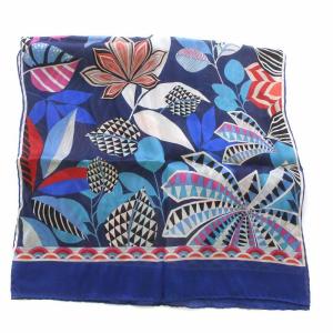 スカーフ シルク 縦型 総柄 ロゴ マルチカラー