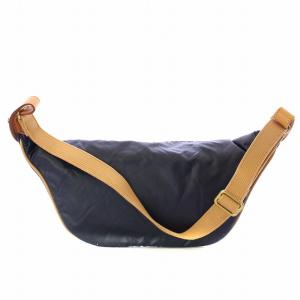 HUNTING WORLD バチュークロス ボディバッグ ウエストポーチ ナイロン レザー ロゴ 紺 ネイビー 茶色 ブラウン