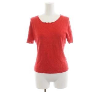カットソー Tシャツ 半袖 薄手 麻 リネン M 赤 レッド GY99