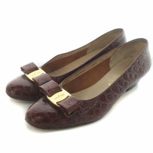 パンプス ヴァラ クロコ型押し レザー 6.5 24.5cm 茶 ブラウン