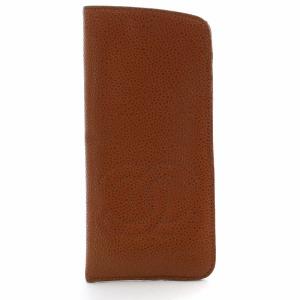 ヴィンテージ メガネケース サングラス レザー キャビアスキン ココマーク 茶 ブラウン 2番台