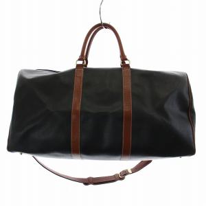 VALENTINO GARAVANI ボストンバッグ 2way トート ショルダー 肩掛け レザー ロゴ金具 黒 ブラック 茶 ブラウン