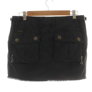 HYSTERIC GLAMOUR ミニスカート タイト カットオフ 無地 ジップフライ M 黒 ブラック GY03