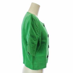 YVES SAINT LAURENT ヴィンテージ セットアップ ジャケット シングル 4B タイトスカート リネン M グリーン